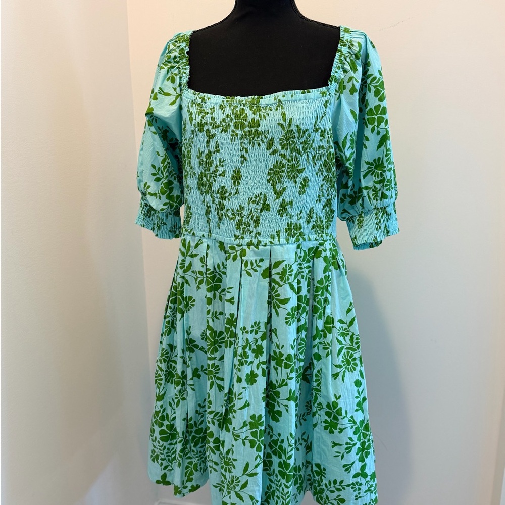 Floral Green and Blue Dress